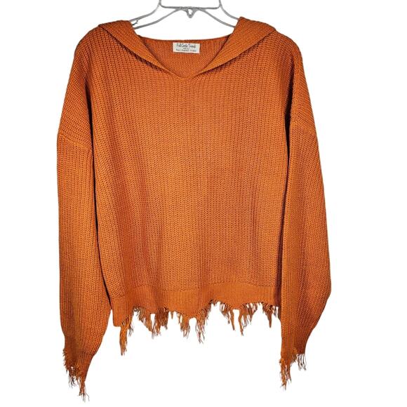 Full Circle Trends Scarecrow Look Fringed Orange Hooded Sweater NWT Women's XL - Picture 1 of 13